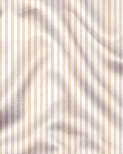 White and Tapioca Cream Candy Stripes Oxford Cotton Shirt