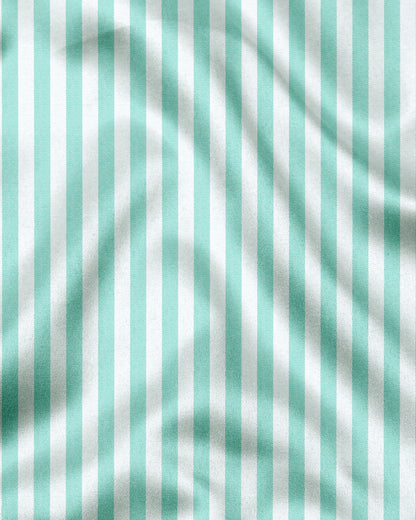 White and Turquoise Green Stripes Oxford Cotton Shirt