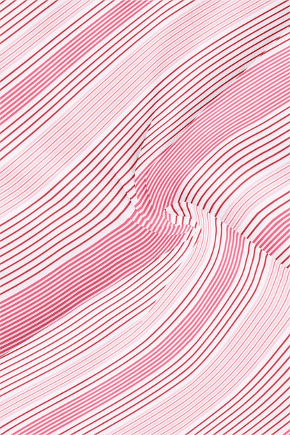 White with Begonia Pink and Poinsettia Red Multitrack Stripes Cotton Shirt