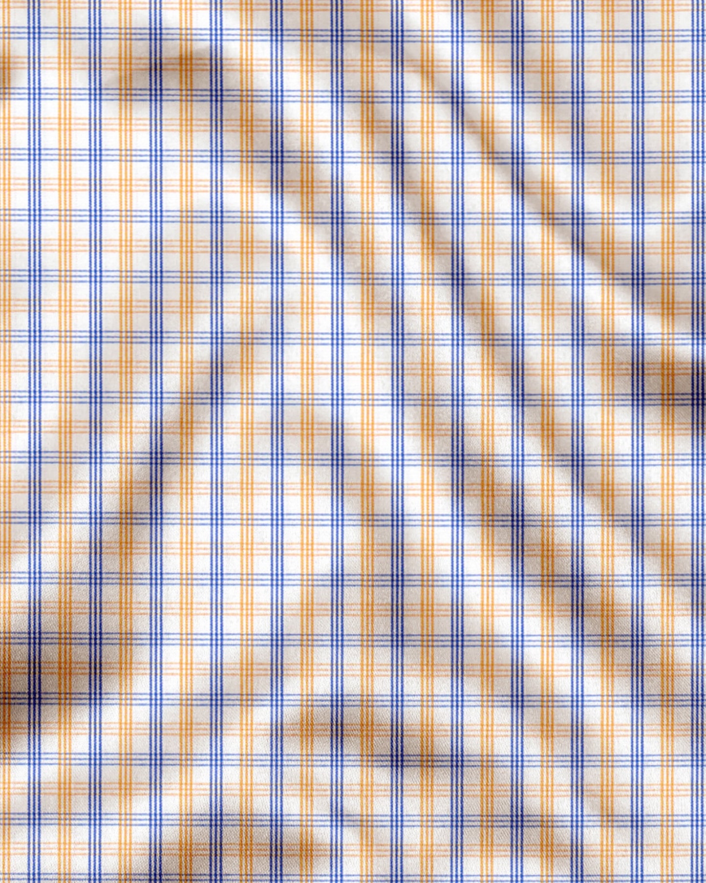 White with Buttercup Yellow and Lichen Blue Checks Premium Cotton Shirt