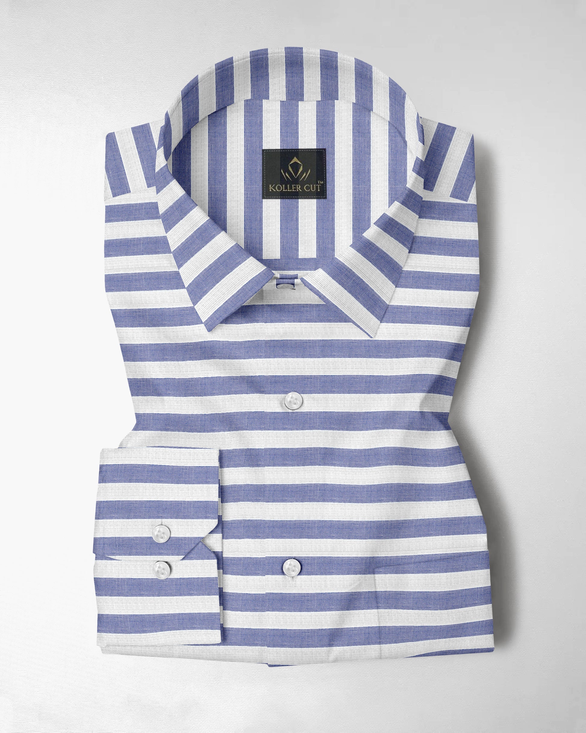 White with Jacaranda Blue Stripes Premium Cotton Shirts Premium Customized Shirt in India