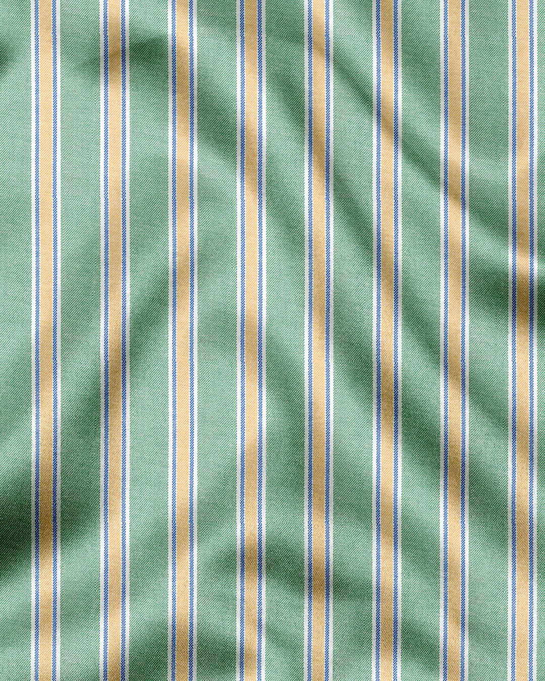 White with Jadesheen Green and Freesia Yellow Oxford Stripes Cotton Shirt