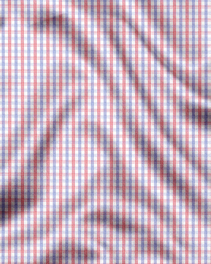 White with Rooibos Red and Lichen Blue Checks Cotton Shirt