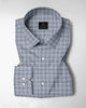 White with Storm Gray and Vintage Blue Hounds Tooth Checks 2 ply Giza Cotton Shirt