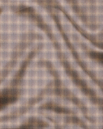 White with Wren Brown and Coffee Brown Hounds Tooth Checks 2 ply Giza Cotton Shirt