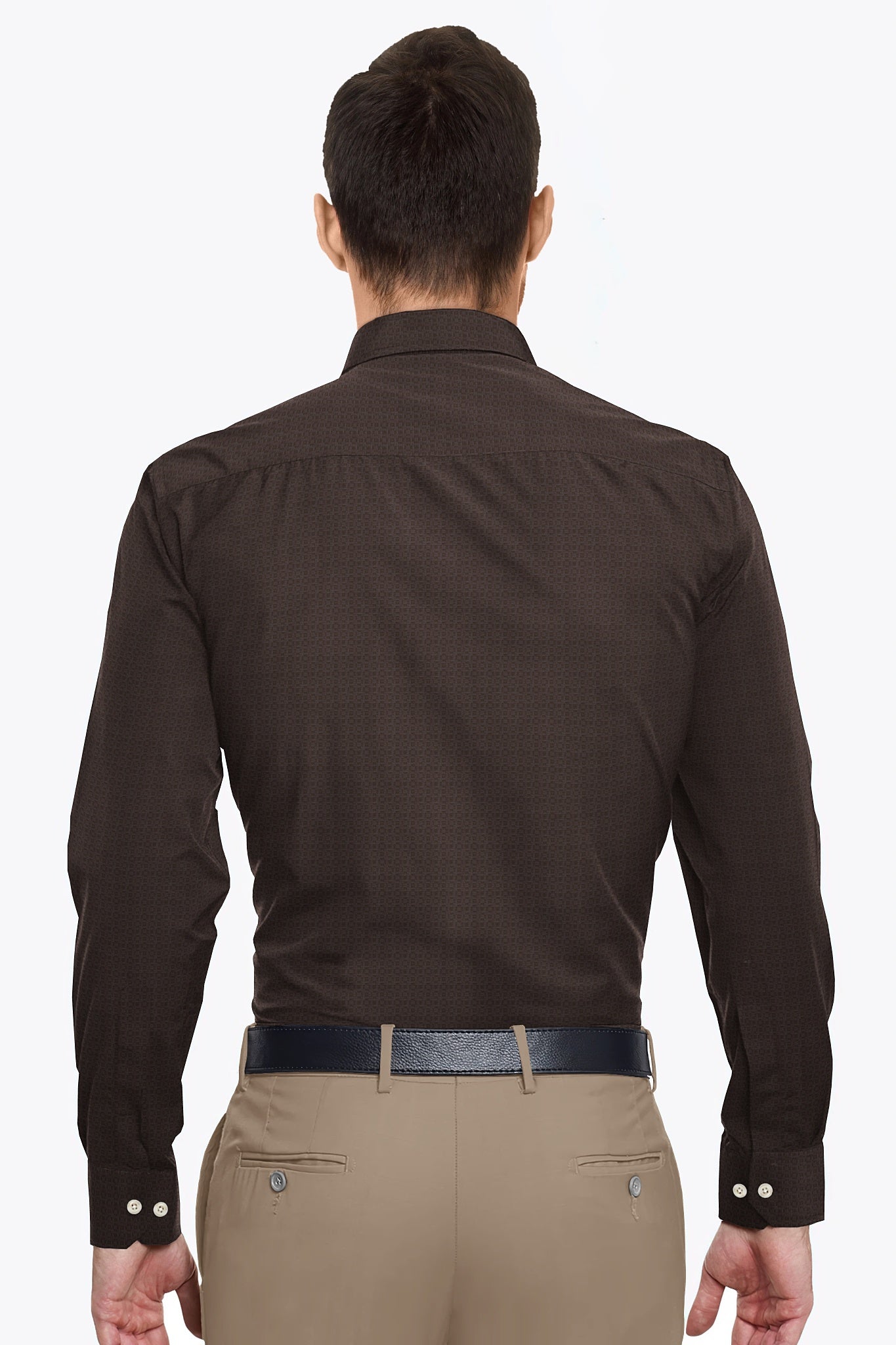 Raisin Brown and Mulch  Brown Jacquard Print Egyptian Giza Cotton Shirt
