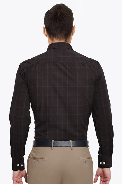 Demitasse Brown and White Checks Premium Giza Cotton Shirt