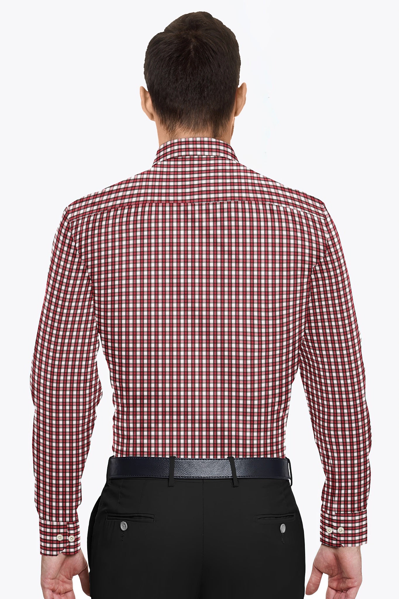 White and Fiery Red Gingham Checks Cotton Shirt