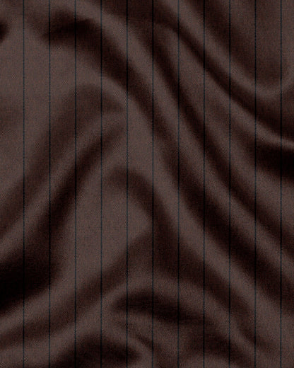 Pecan Brown and Raven Black Pinstripes Oxford Cotton Shirt