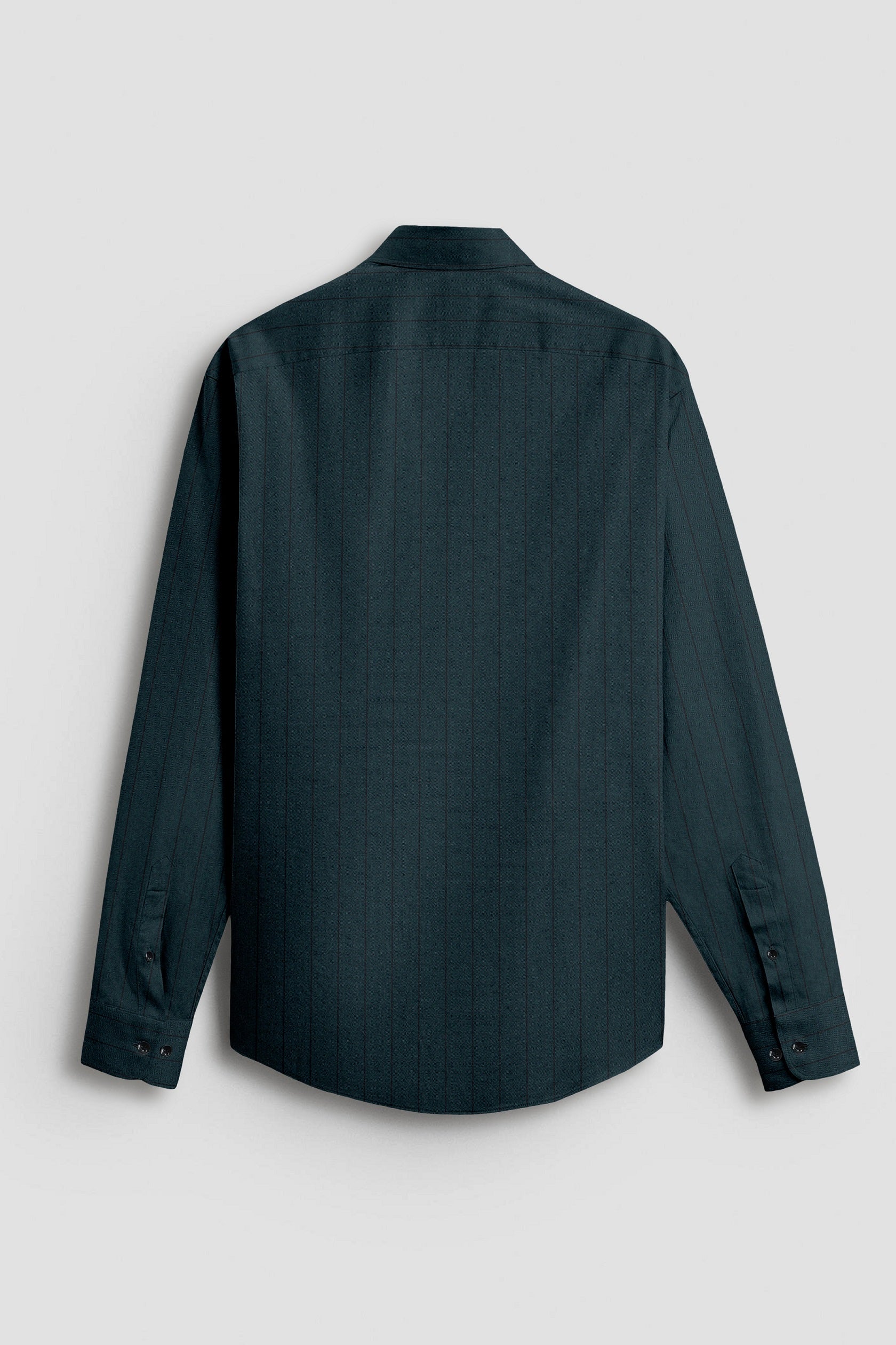 Mallard Green and Raven Black Pinstripes Oxford Cotton Shirt