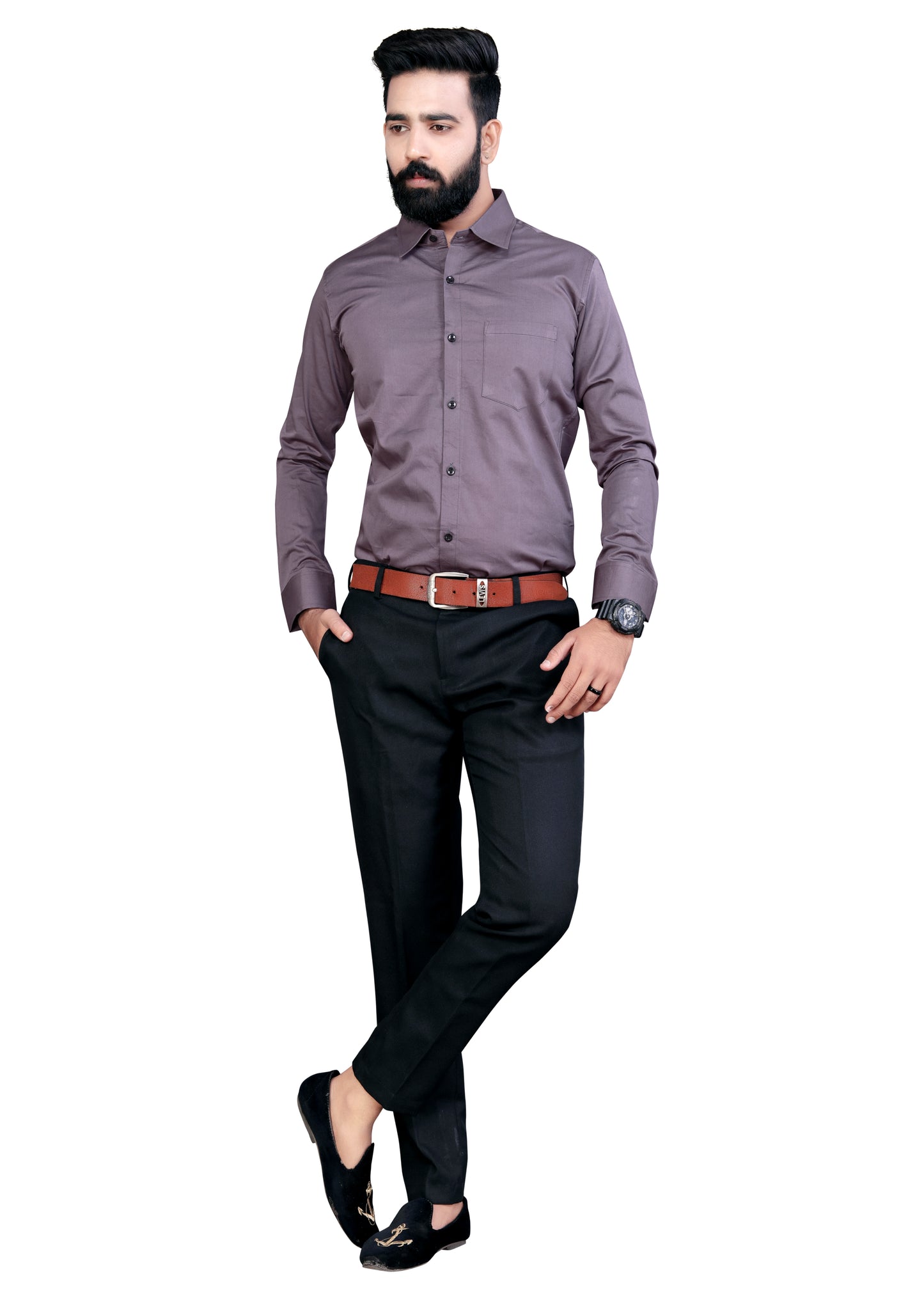 Thistle Purple Plain Formal Cotton Shirt