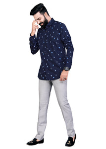 Blue Printed Cotton Shirt