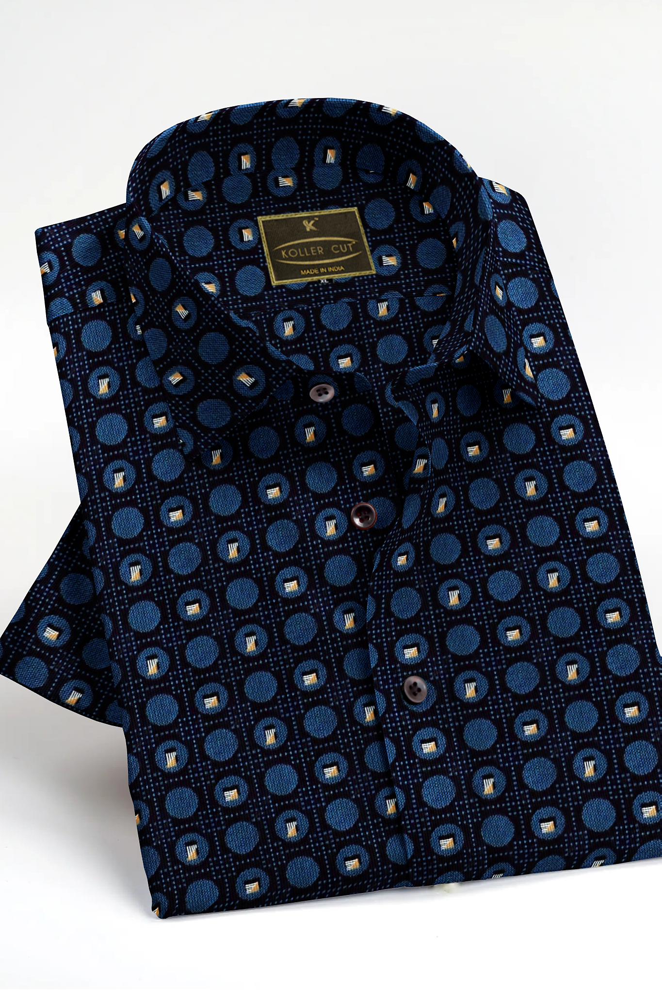 Blue Printed Textured Cotton Shirt