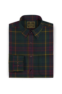 Green with Navy and Maroon Dupplin Check Tartan Mens Cotton Full Sleeve Shirt