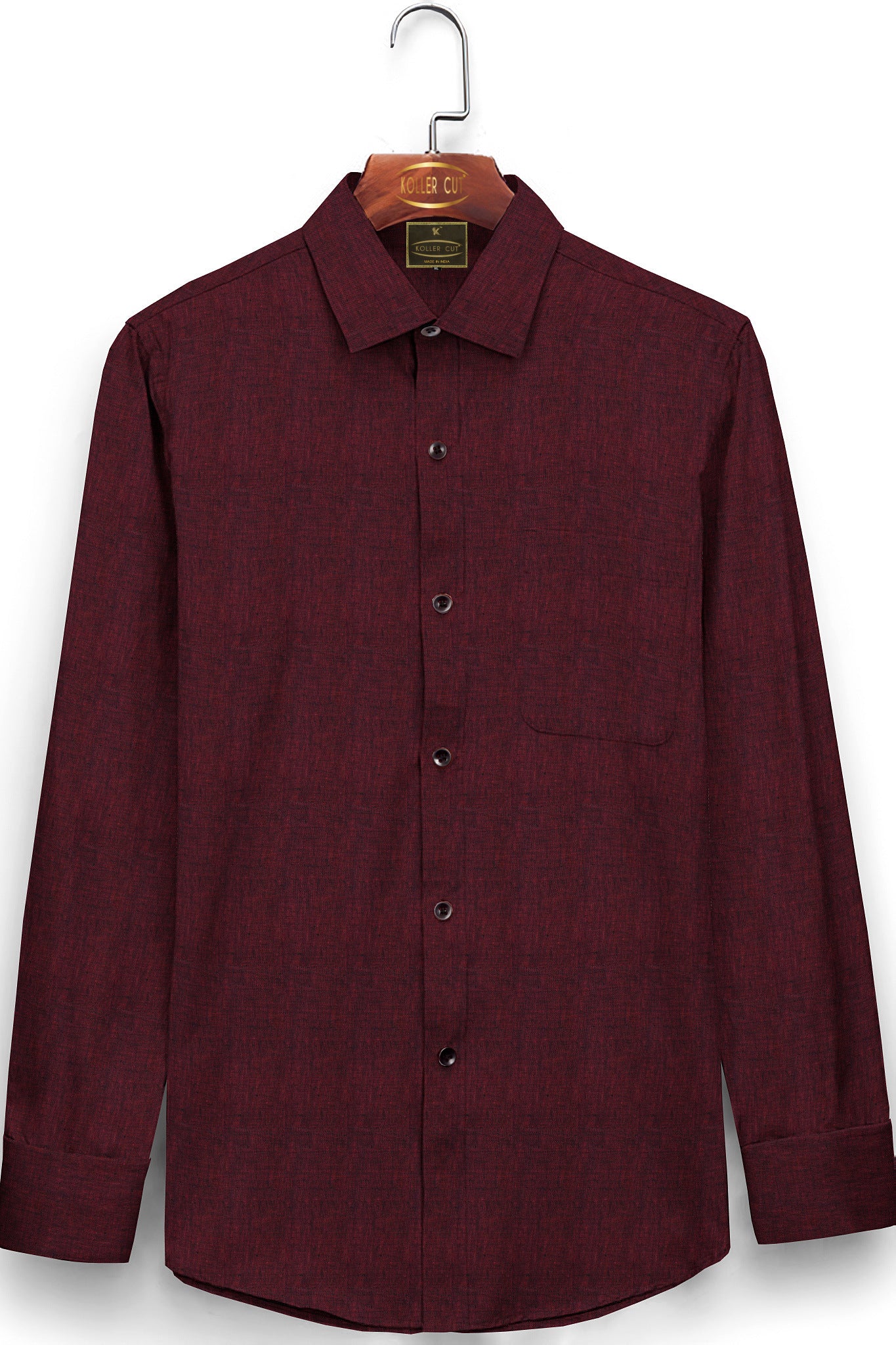 Garnet Red Luxurious Linen Men's Full Sleeve Shirt