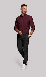 Garnet Red Luxurious Linen Men's Full Sleeve Shirt