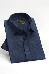 Denim Blue Men's Luxurious Linen Shirt