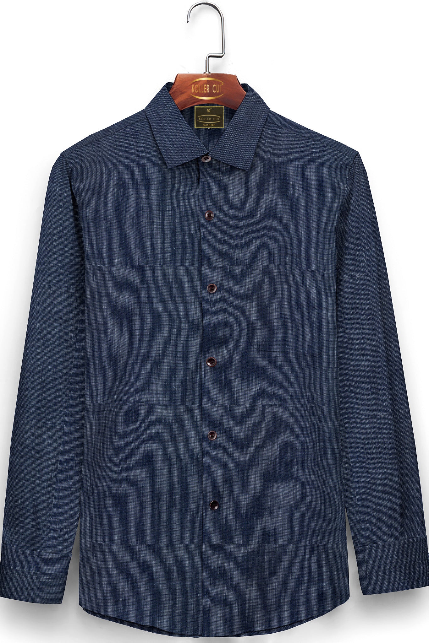 Cyan Blue Men's Cotton Linen Shirt – kollercut