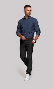 Denim Blue Mens Luxurious Linen Shirt