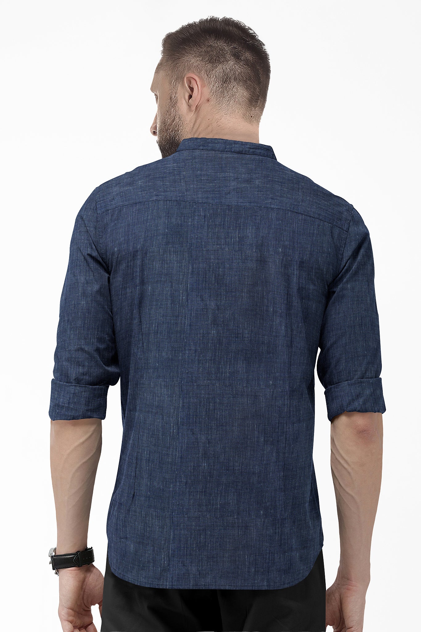 Denim Blue Mens Luxurious Linen Shirt