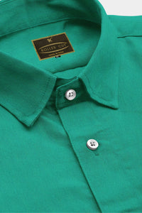 Dark Seafoam Green Solid Plain Men's Cotton Shirt