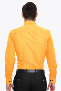 Amber Yellow Solid Plain Giza Cotton Mens Shirt