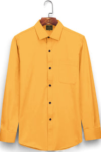 Amber Yellow Solid Plain Giza Cotton Mens Shirt