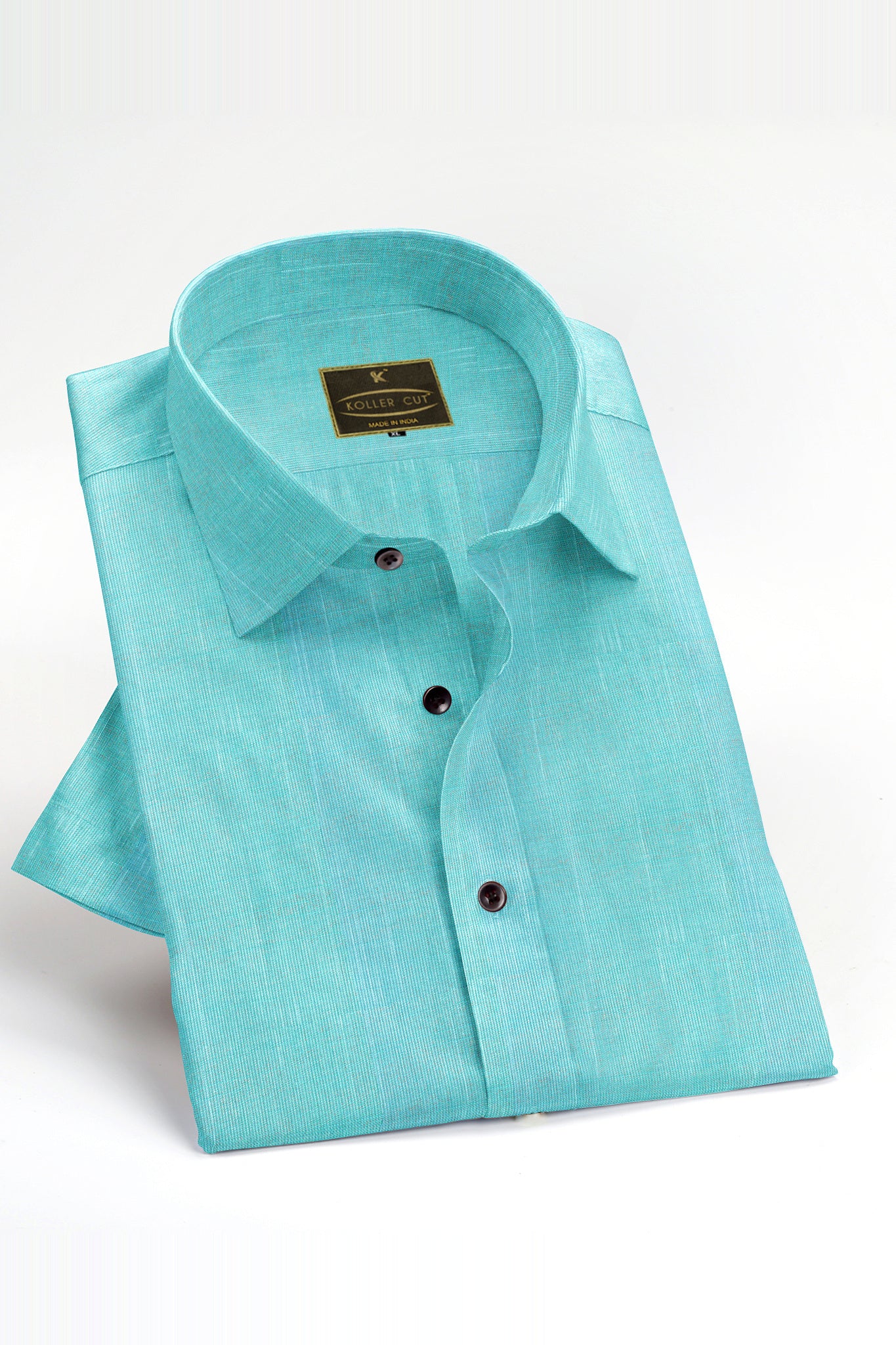Turquoise Blue Men's Cotton Linen Shirt – kollercut