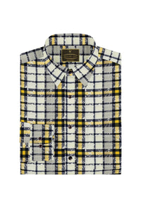 Harbor Gray with Yellow and Pearl River Gray Tartan Plaid Men's Cotton Shirt