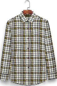 Harbor Gray with Yellow and Pearl River Gray Tartan Plaid Men's Cotton Shirt