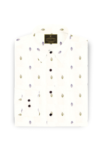 Snow White Leaves Printed Premium Cotton Shirt