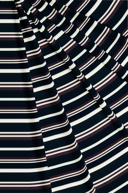 Denim Blue with Wine berry Red and White Wide Stripes Men's Cotton Shirt