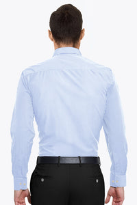 Cornflower blue and White Dress Stripes Men's Cotton Shirt