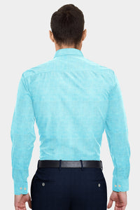 Arctic Blue Men's Luxurious Linen Shirt
