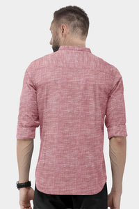 Persian Red Mandarin Men's Luxurious Linen Shirt