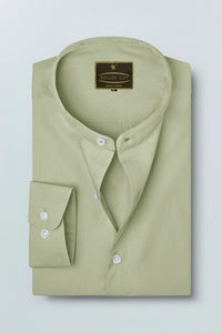 Artichoke Green Mandarin Men's Collar Giza Cotton Shirt