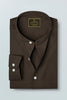 Umber Brown Mandarin Collar Men's Giza Cotton Shirt