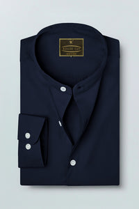 Oxford Blue Mandarin  Solid Plain 100% Giza Cotton Shirt