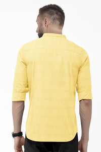 Royal Yellow Mandarin Solid Plain Men's Cotton Shirt