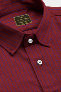 Carmine Red and Admiral Blue Pin Stripes Cotton Shirt