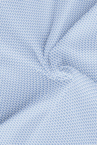 White and Denim Blue Seashell Pattern Printed Cotton Shirt