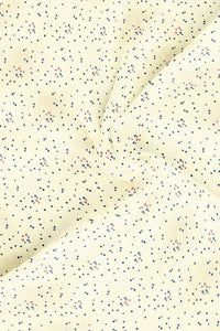 White with Navy and Red Dot Glitter Pattern Printed Linen Cotton Shirt