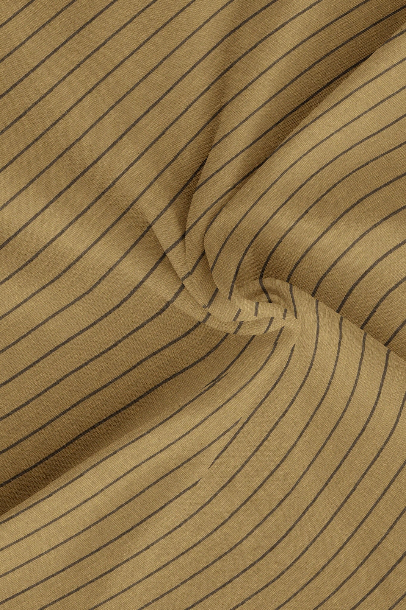British Khaki and Dark Coffee Brown Wide Chalk Stripes Luxurious Linen Shirt
