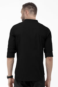 Coal Black Solid Plain Men's Cotton Shirt
