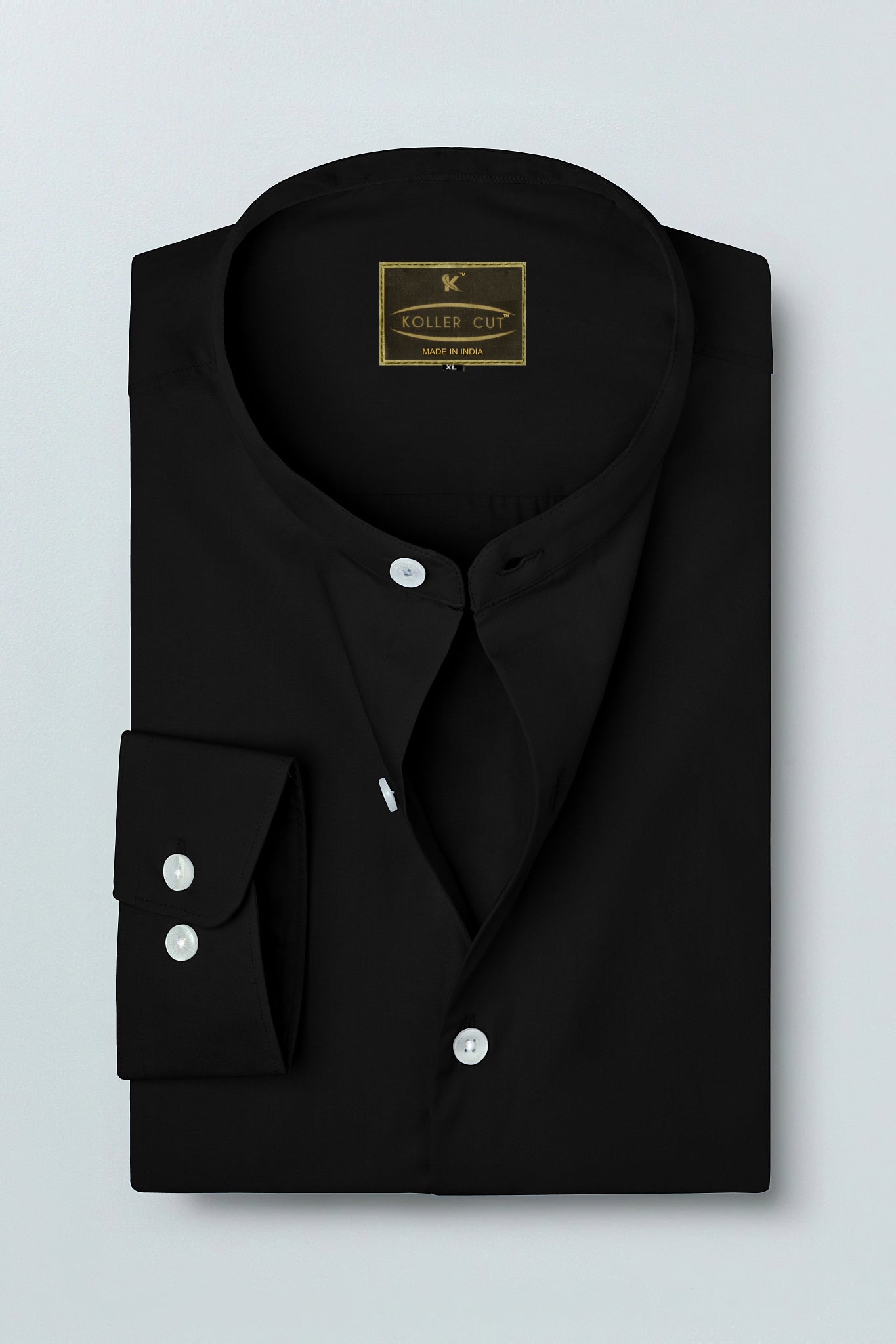 Coal Black Solid Plain Men's Cotton  Shirt