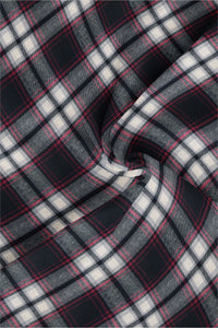 Oil Black with White and Red Flannel Plaid Cotton Shirt