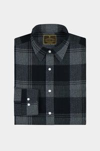 Jade Black and Quartz Grey Plaid Organic Cotton Flannel Shirt