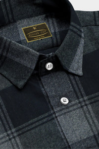 Jade Black and Quartz Grey Plaid Organic Cotton Flannel Shirt