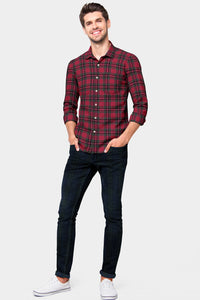 Burgundy Red and Black Organic Cotton Flannel Shirt