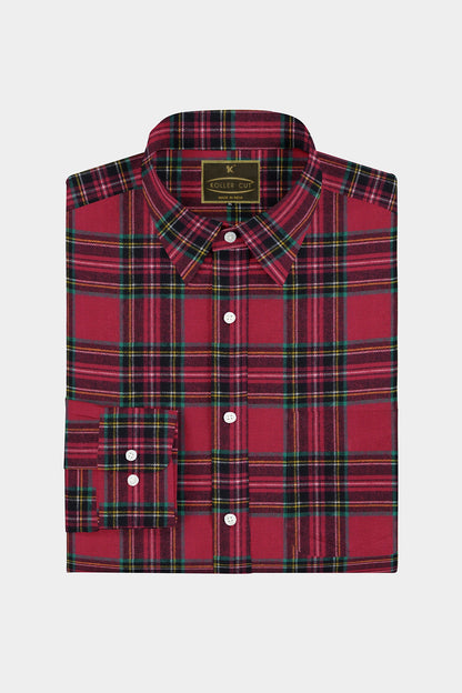 Burgundy Red and Black Organic Cotton Flannel Shirt